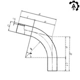 Отвод ОГ I 19°-1020x16-К60-7.36(9.57)-0.825-5DN-1500/1500 -20 с покрытием Пк-40